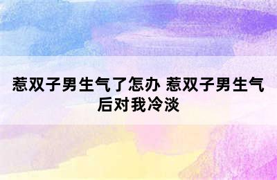 惹双子男生气了怎办 惹双子男生气后对我冷淡